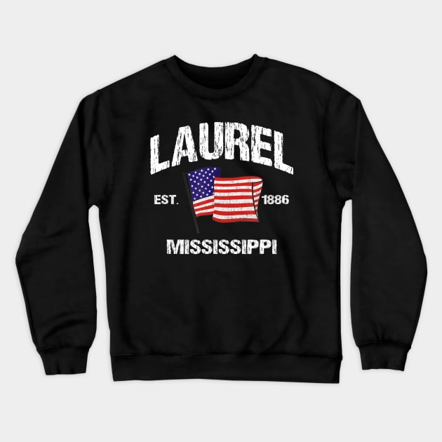 Laurel Mississippi MS USA Stars & Stripes Vintage Style Crewneck Sweatshirt by crowominousnigerian 